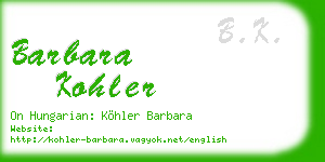 barbara kohler business card